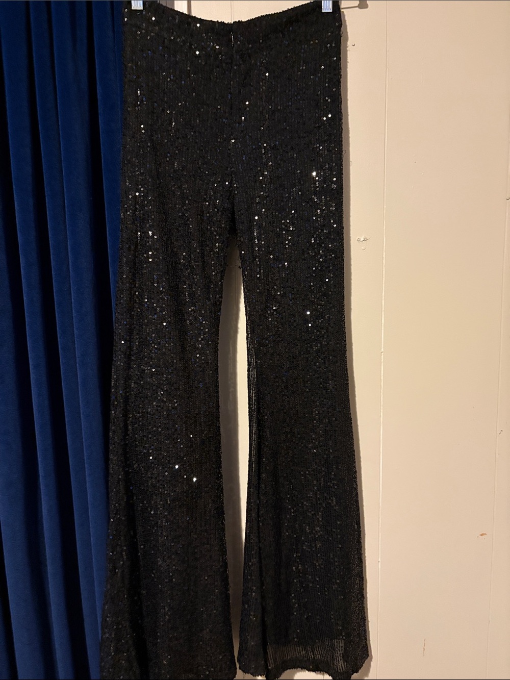 Black Sequin Boot-Cut Pants for Women